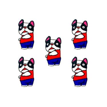 Imagem de Bru_289 Conjunto de 5 peças Mini Bulldog Francês Filhote de Cachorro Remendos Bonito Logotipo de Desenho Animado 1 Patches Costurados Ferro em Aplique Bordado Emblema Placa Remendo Roupas DIY Fantasia