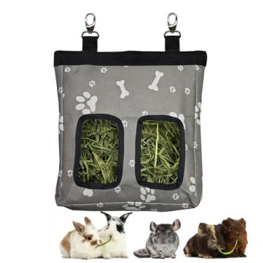 Imagem de Alimentador de feno de porquinho-da-índia, saco de comedouro de feno de coelho pendurado para cobaias e chinchilas. Graybones