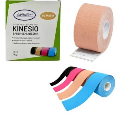 Imagem de Bandagem Elastica Fita De Kinesio Recuperação Fisioterapia - Supermedy