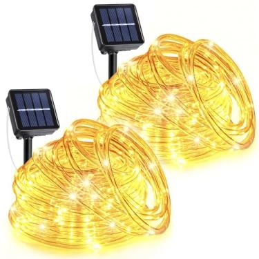Imagem de XmasBokeh Pacote Com 2 Luzes De Corda Solares, Total 66 Pés, 270 Led À Prova D'Água, 8 Modos Luz Tubular Cintilante Para Áreas Externas, Casa, Pátio, Piscina, Paisagem, Passarela, Festa, Decoração F