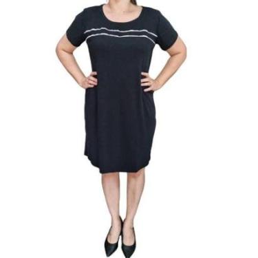 Imagem de Vestido Preto Essência Canelado Plus Size-Feminino