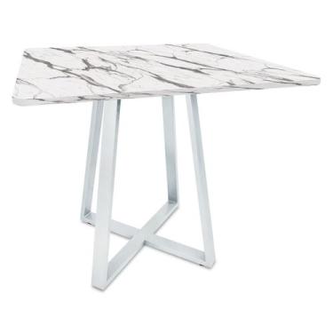 Imagem de Mesa De Jantar Para Cozinha Em aço Estilo Industrial Gizé Tampo Quadra