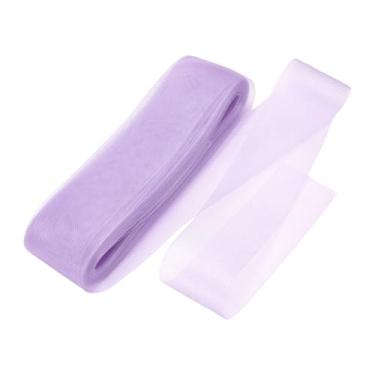 Imagem de HARFINGTON Trança de crina de cavalo rígida, 50 metros, 7,6 cm, acabamento macio de crina de cavalo para costura de desossada de poliéster, vestido de casamento, vestido de dança, aparamento, roxo