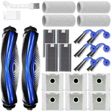 Imagem de XVXUOU Kit de acessórios de substituição compatível com Ecovacs X9 Pro Omni/Deebot X9 Pro peças de robô aspirador de pó 2 escovas principais, 6 escovas laterais, 4 filtros HEPA, 4 panos de esfregão de