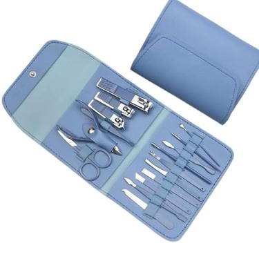 Imagem de Alicate de Cuticula Conjunto de Cortadores de Unhas com 16 PeçAs E Caixa de AçO InoxidáVel(kit 16-Azul)