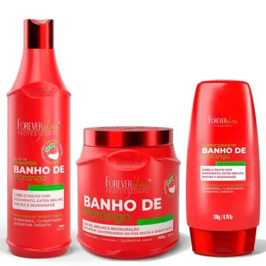 Imagem de Kit Banho de Verniz Morango Brilho Forever Liss