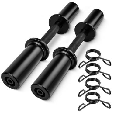 Imagem de NouraVita Cabos de halteres olímpicos de 40,6 cm, conjunto de barras de halteres carregáveis para placas padrão de 5 cm com 2 pares de coleiras de mola para treinamento de força em academia em casa