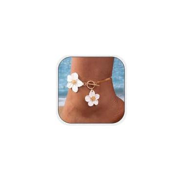 Imagem de Tornozeleira de flor para mulheres, tornozeleira floral, boêmia, delicada, dourada, pulseira, tornozeleira, elegante, feminina, verão, praia, pé, joia, Medium, liga metálica, Sem Pedra Preciosa