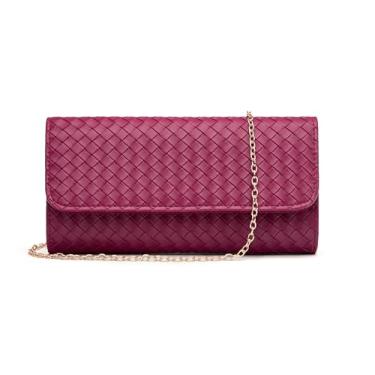 Imagem de MUDUO Bolsa feminina de tecido casual de couro bolsa de ombro bolsa tiracolo bolsa clutch fashion, Vermelho vinho