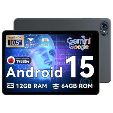 Imagem de Tablet 2025 mais recentes tablets Android 15, tablet de 10,5 polegadas com tela HD + IPS, 12 GB de RAM + 64 GB de ROM/2 TB TF, Gemini AI 2.0, GPS, 5G WiFi, CPU de 2,0 GHz e câmera de 5 MP, 6000 mAh