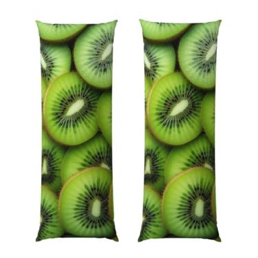 Imagem de Capa de travesseiro corporal com zíper oculto, fronha longa de microfibra macia e respirável para travesseiro corporal, fatias de fronhas Kiwi verdes maduras frescas para dormir, presente de cama