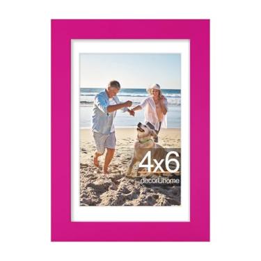 Imagem de decorUhome Porta-retrato 10 x 15 cm, exiba imagens de 9 x 12 cm com tapete ou 10 x 15 cm sem tapete, moldura de parede e mesa, vermelho rosa, 1 pacote