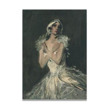 Imagem de Hazel As Pavlova John Lavery Iconic Realist Portrait & War Scene Canvas Art – Decoração de parede irlandesa atemporal para casa 39,98 x 56 cm Un Framed