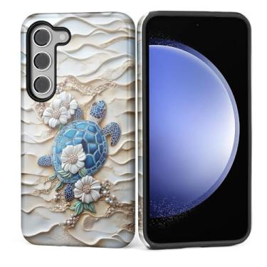 Imagem de Kapadiy Capa para Samsung Galaxy S23 FE [design floral tartaruga marinha, praia, oceano, areia] - proteção dupla híbrida (silicone + policarbonato rígido), à prova de choque, capa protetora para
