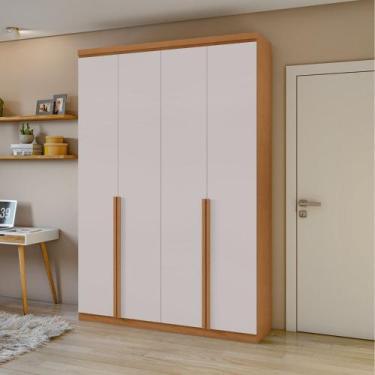 Imagem de Guarda Roupa Casal 4 Portas Alonzo Lopas, Amendoa Clean/Off white