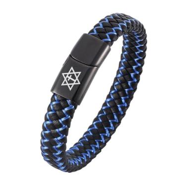 Imagem de Pulseira de cruz messiânica com estrela de Davi - Pulseira inspiradora com símbolo do judaísmo do cristianismo - joia de fé cristã judaica da Terra Santa de Israel para homens e mulheres, 7.28 inches