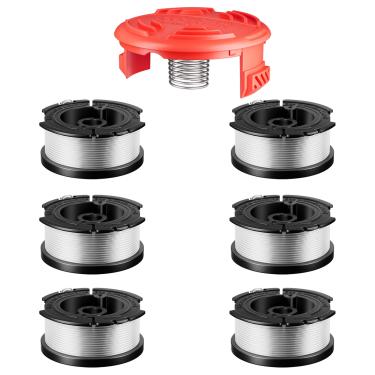 Imagem de 7 carretéis de comedores de ervas daninhas AF-100 compatíveis com aparador de cordas Black and Decker, carretel de substituição de alimentação automática AFS de 0,065 polegadas, 6 carretéis de