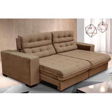 Imagem de Sofá Retrátil e Reclinável 2,30m Suede New California Marrom Castor - 