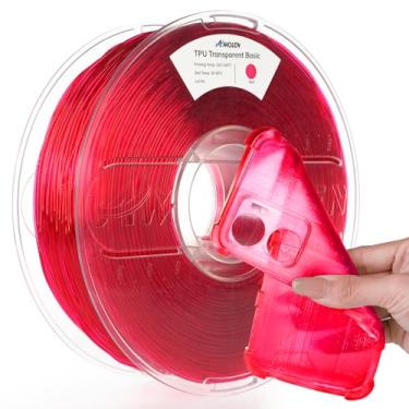 Imagem de AMOLEN Filamento de impressora 3D TPU 1,75 mm, TPU flexível transparente vermelho, 1 kg