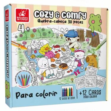 Imagem de Quebra-Cabeça para Colorir Cozy &amp Comfy 30 Peças e Brindes - Brinca