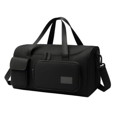 Imagem de Bolsa Feminina de Viagem Grande 30L – Mala de Bordo 10kg Dobrável com 5 Compartimentos, Alça Transversal, Ideal para Academia, Passeios, Maternidade e Fim de Semana (Preto)
