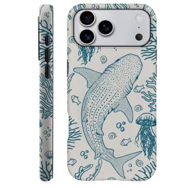 Imagem de DAIZAG Capa compatível com F5XJ Pro Max, capa à prova de choque para mulheres e meninas, tubarão baleia oceano recifes de coral água-viva
