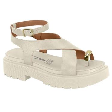 Imagem de Papete Vizzano Em X Detalhe Dourado no Dedo (Branco Off, BR, Adulto, Numérico, 36)