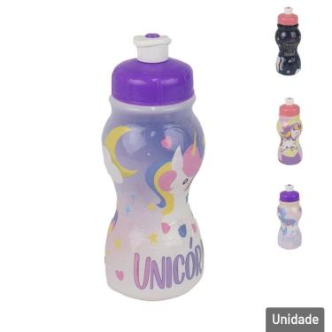 Imagem de Garrafa de Plástico 250ml Squeeze Unicórnio - Tudo em Caixa