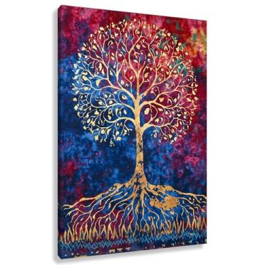 Imagem de Árvore da Vida Arte de Parede Vida Dourada Impressão em Tela Natureza Decoração Espiritual Fotos Pintura Sala de Estar Dourado 30x45cmx1