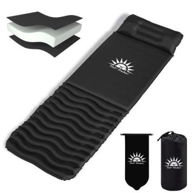 Imagem de Colchão Inflável Solteiro Bomba Interna P Enchimento Travesseiro Inflá