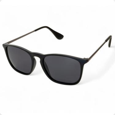 Imagem de Óculos De Sol Quadrado Masculino E Feminino Solon Glasses Blogueira Preto Fosco Unissex Casual Classic Versatil Protege Uv400+ Case Rigida Solon, Flanela, Limpa Lentes 25ml, Certificado