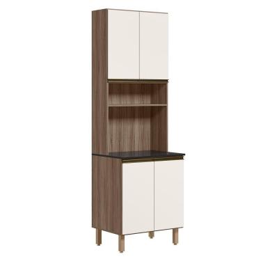 Imagem de Paneleiro Duplo 4 Portas 70cm Mdf Kali 12230 Carvalho Toq Off White Cetim Nicioli Carvalho Toq Off White Cetim