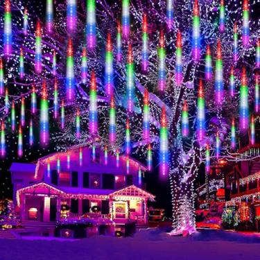 Imagem de EAGWELL Luzes de chuva de meteoros de Natal, tubo 20 em 20, mudança automática, luzes de chuva em cascata com 12 modos, à prova d'água, decoração de Natal ao ar livre para casa, quintal, casamento