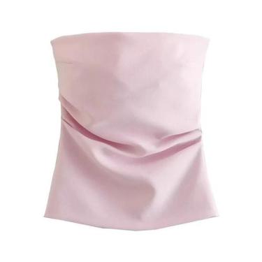 Imagem de Top Cropped Feminino Sem Mangas, Ombro a Ombro, Estilo Cropped, Branco