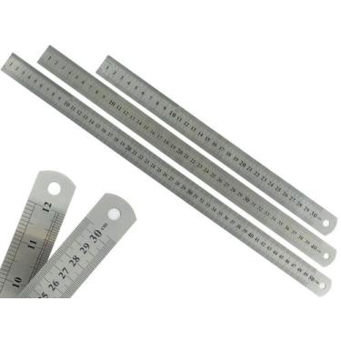 Imagem de Kit 3 Régua Metal Inoxidável Marcação De Baixo Relevo Uso Escolar Escr