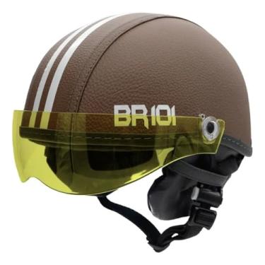 Imagem de Capacete Coquinho Scooter Elétrica Bike Skate Patinete BR 101 Premium Viseira Ambar Night (Marrom, PP - VESTE 53/54)