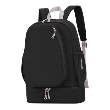 Imagem de Baoblaze Bolsa de tênis com compartimento para sapatos, mochila para 3 raquetes, mochila de uso diário, bolsa esportiva com bolso lateral para jogadores de, Preto