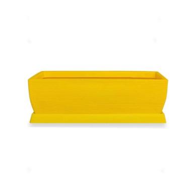 Imagem de Vaso De Planta Floreira De Polietileno 80X30 + Prato Amarelo - Foster 