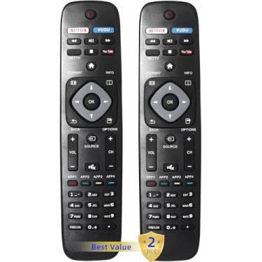 Imagem de Novo 2 pacotes de controle remoto universal para substituição remota Philips TV para LCD LED 4K UHD Smart TV NH500UP