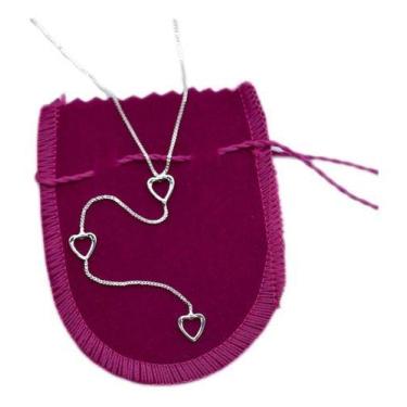 Imagem de Colar Corrente Cordao Corações Folheada A Prata 925 - Papillon Semi Jó