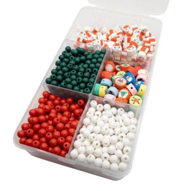 Imagem de Kit Miçanga Bijuteria Natal Iniciante Barato 360pçs + Caixa Divisória 