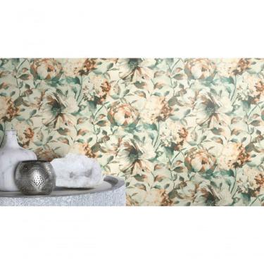 Imagem de Papel De Parede Barbara Home Flores Azul E Marrom 485134