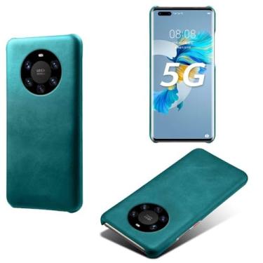 Imagem de Capa para Huawei Mate 40 PRO PLUS,Proteção contra quedas,Casca de volta de cor sólida simples,Design de couro de imitação de plástico-Green