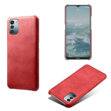 Imagem de Capa para NOKIA G11,Proteção contra quedas,Casca de volta de cor sólida simples,Design de couro de imitação de plástico-Red