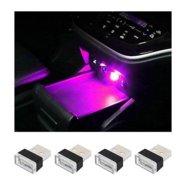 Imagem de Lâmpada LED para ambiente de interior de carro Augeny USB Purple 4PCS