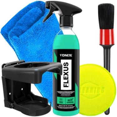 Imagem de Kit Limpeza Automotiva Limpador Condicionar Plásticos Flexus Vonixx Pincel Aplicador Toalha Porta Copos Karbox