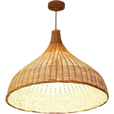 Imagem de Luminária Pendente De Vime Fazenda Vintage Boho Tecida à Mão Bambu Pendente Luzes Moderna Retro Vime Rattan Iluminação Pendente Para Ilha De Cozinha Quarto Sala De Jantar, 17.7in