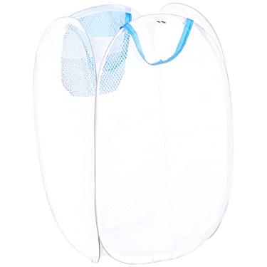 Imagem de Clorox Cesta de roupa Pop Up – malha leve, 58,4 cm x 35,5 cm | A proteção contra odor mantém o cheiro fresco | Dobrável e fácil armazenamento | Cesto portátil e dobrável com bolso lateral, branco