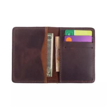 Imagem de Carteira Masculina Em Couro Legítimo Para Dinheiro E Cartão Café-crazy Horse Caramelo