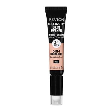 Imagem de Revlon ColorStay Skin Awaken Corretivo 5 em 1, leve, cremoso de longa duração com cafeína e vitamina C, para imperfeições, olheiras e vermelhidão, 002 clareador universal, 0,27 ml